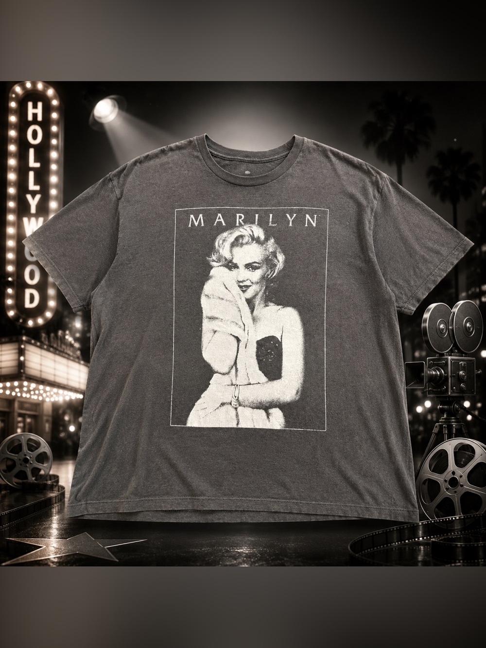 Marilyn Monroe Graphic Tee Gray Vintage Hollywood Icon Shirt 2XL